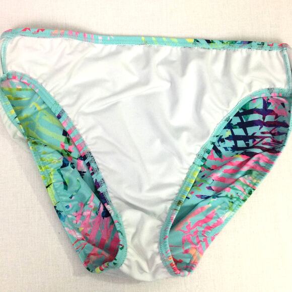 Venus Women's Sky Blue Leaf Pattern High Cut Bikini Bottom Size 12 - Picture 5 of 9